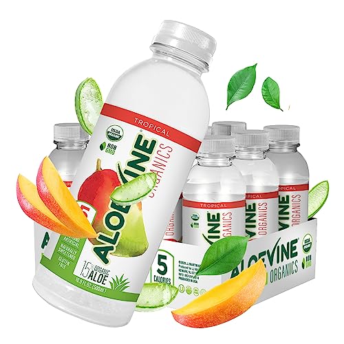 Aloe Vera Juice, No Pulp Organic Aloe Vera Drink, Healthy Juice with Aloe Powder and Lemon Juice, Calories, Low Sugar, No Artificial Ingredients, oz, Pack, Tropical Aloevine Organics