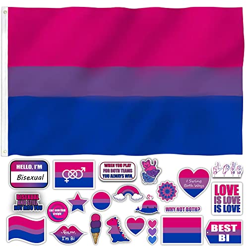 LOVEALL Bisexual Flag and Sticker Pack   Includes xft Bi Pride Flag and Unique Sticker Designs