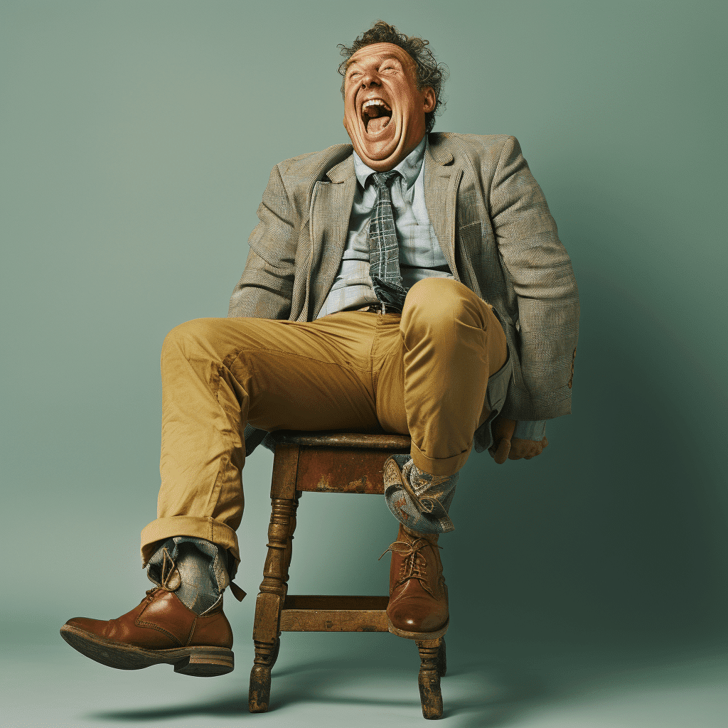 Man with His Own Legs Behind His Head Laughing