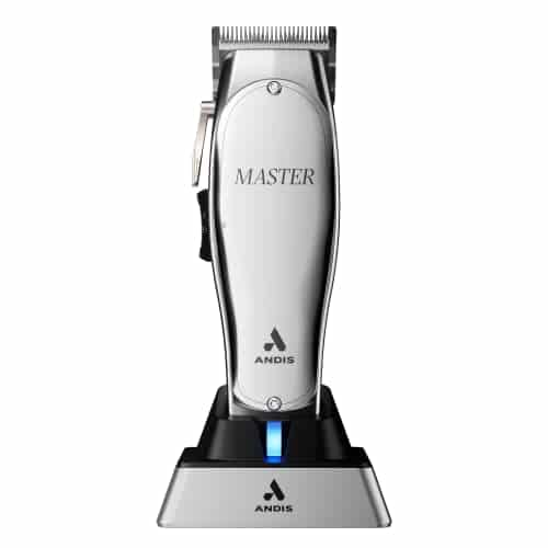 Andis Professional Master CordedCordless Hair Trimmer, Adjustable Carbon Steel Blade Hair Clipper for Close Cutting, Silver