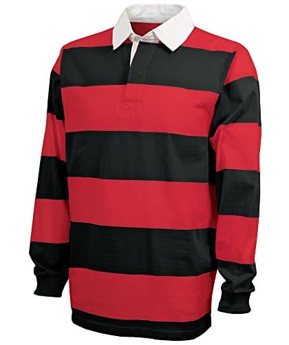 Charles River Apparel Unisex Adult's Classic Rugby Shirt, BlackRed, XXL
