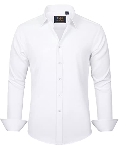 J.VER Men's Dress Shirt Regular Fit Flex Stretch Solid White XL